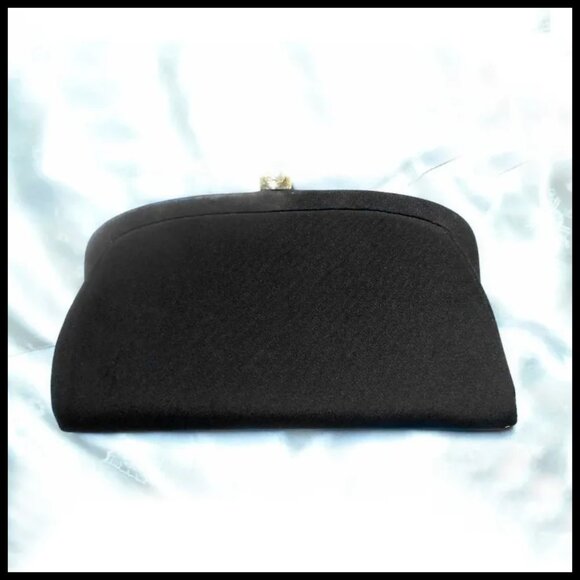 Vintage Convertible Evening Clutch, Deadstock Black Purse - Picture 5 of 13